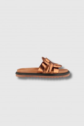 Emilia 66 bronze python sandals