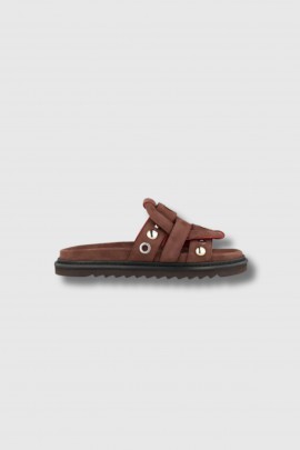 Sandales Emilia Rivets 03 en daim chocolat 