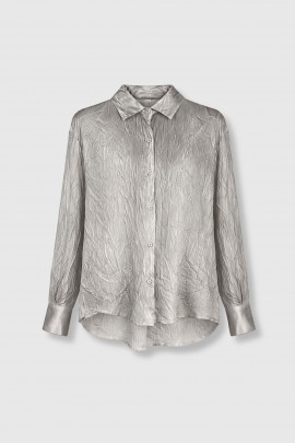 Silver-print silk shirt