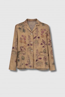 Bronze silk floral print jacket