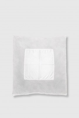 Foulard Jumbo tricolore en soie taupe 