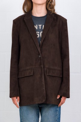 Blazer oversized en daim marron 