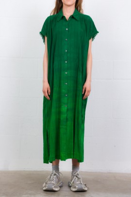 Rainbow caftan dress in green cotton