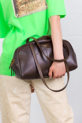 Sac Bauletto en cuir marron