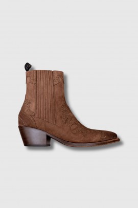 Santiags en daim et clous marron 