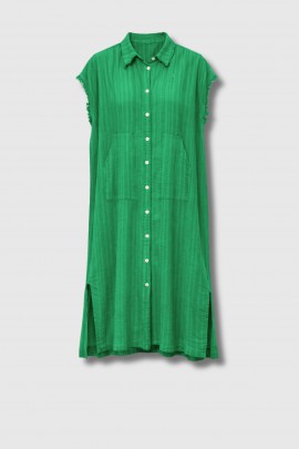 Rainbow caftan dress in green cotton