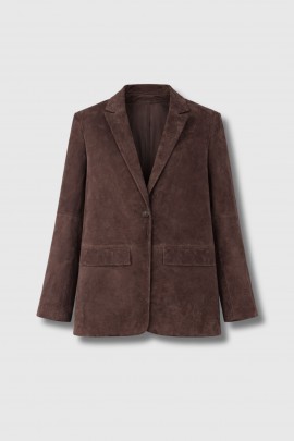 Oversized brown suede blazer