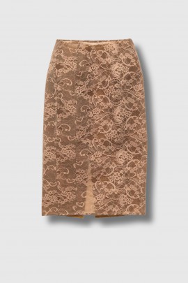 Bronze and brown lace midi skirt