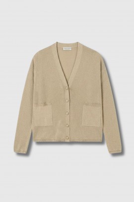 Cardigan métalisé doré 