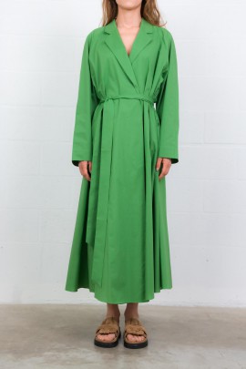 Green cotton poplin coat dress