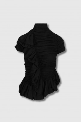 Top ruffle noir 