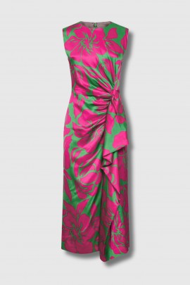 Robe Droppy sans manches avec drappé rose/vert 