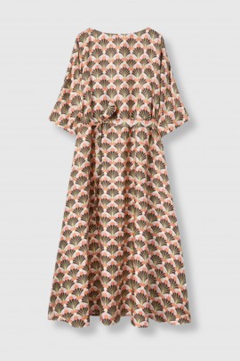 Robe imprimé en soie orange