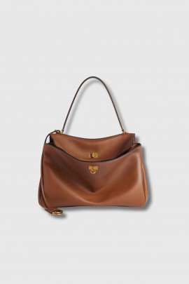 Sac Rodéo Medium en cuir lisse camel 