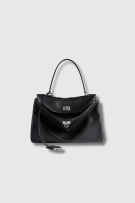 Sac Rodéo Small en cuir lisse noir 