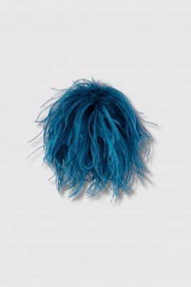 Blue ocean Meryl ostrich feather brooch