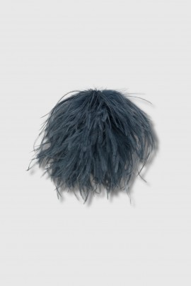Blue grey Meryl ostrich feather brooch