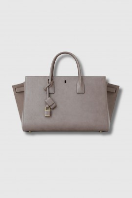 Sac de Jour large en cuir taupe 
