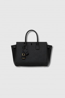 Small black leather handbag