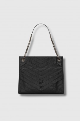 Black Niki shopping bag with aged silver-tone finish