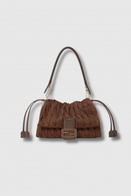 Mamma Baguette medium bag in brown twisted knit