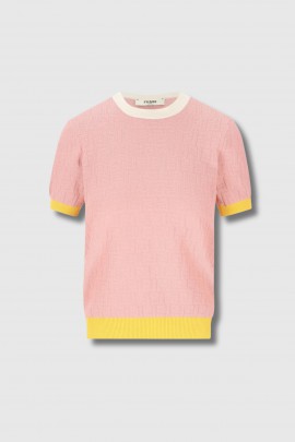 T-shirt logo FF rose, jaune et blanc 