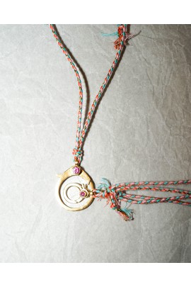 Collier Clasp XL sur corde Topaze rose