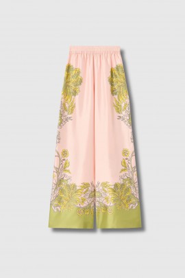The pink and green silk twill Palazzo pants