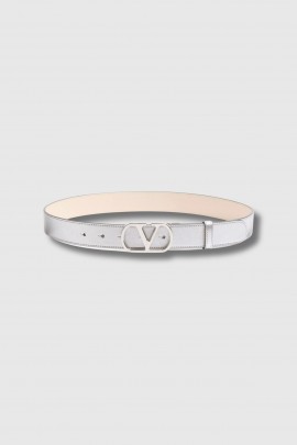 Ceinture en cuir argenté 