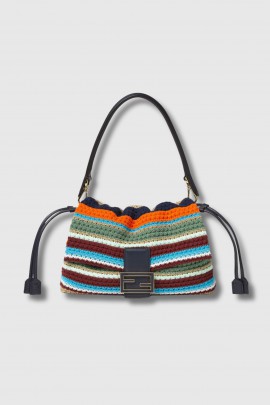 Sac Mamma Baguette en raphia multicouleurs 
