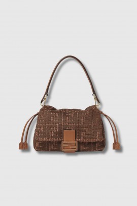 Sac Mamma Baguette en raphia marron 