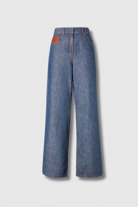 Jeans large Chambray en denim bleu 
