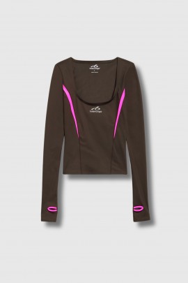 Brown and pink stretch top