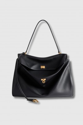 Sac Rodeo large en cuir lisse noir