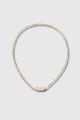 Collier locket Micro Coco Paved en or 18K 
