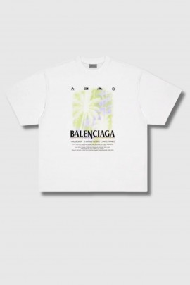 Oversized printed T-shirt in white jersey