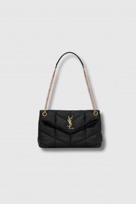 Small Puffer bag in black with gold logo