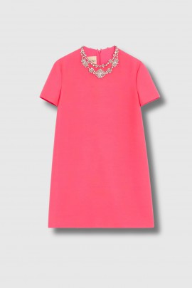 Mini dress with crystal embellished collar