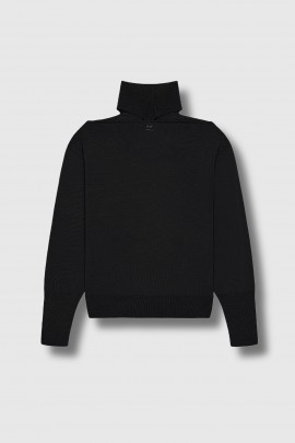Black merino wool cut-out sweater