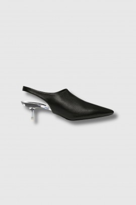 Slingbacks with transparent heels and black leather