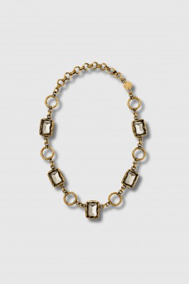 Gold-plated brass necklace with smoky crystal