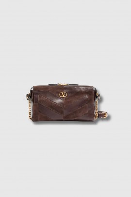 Sac Panthea patchwork small en cuir marron 