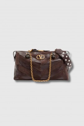 Sac Panthea Patchwork medium en cuir marron 
