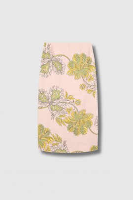 Jupe crayon à motif botanique rose 