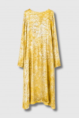 Robe laminée en soie jaune