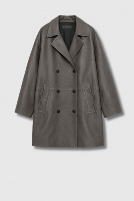 Doris Overcoat in Elephant Gray Leather