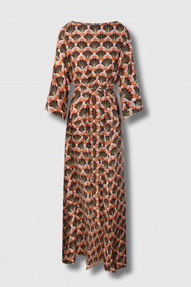 Orange silk print dress
