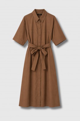 Robe Saharienne longue ceinturée marron 