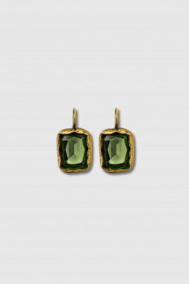 Boucles d'oreille vert topaz en laiton 