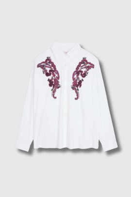 Casia oversized embroidered white shirt